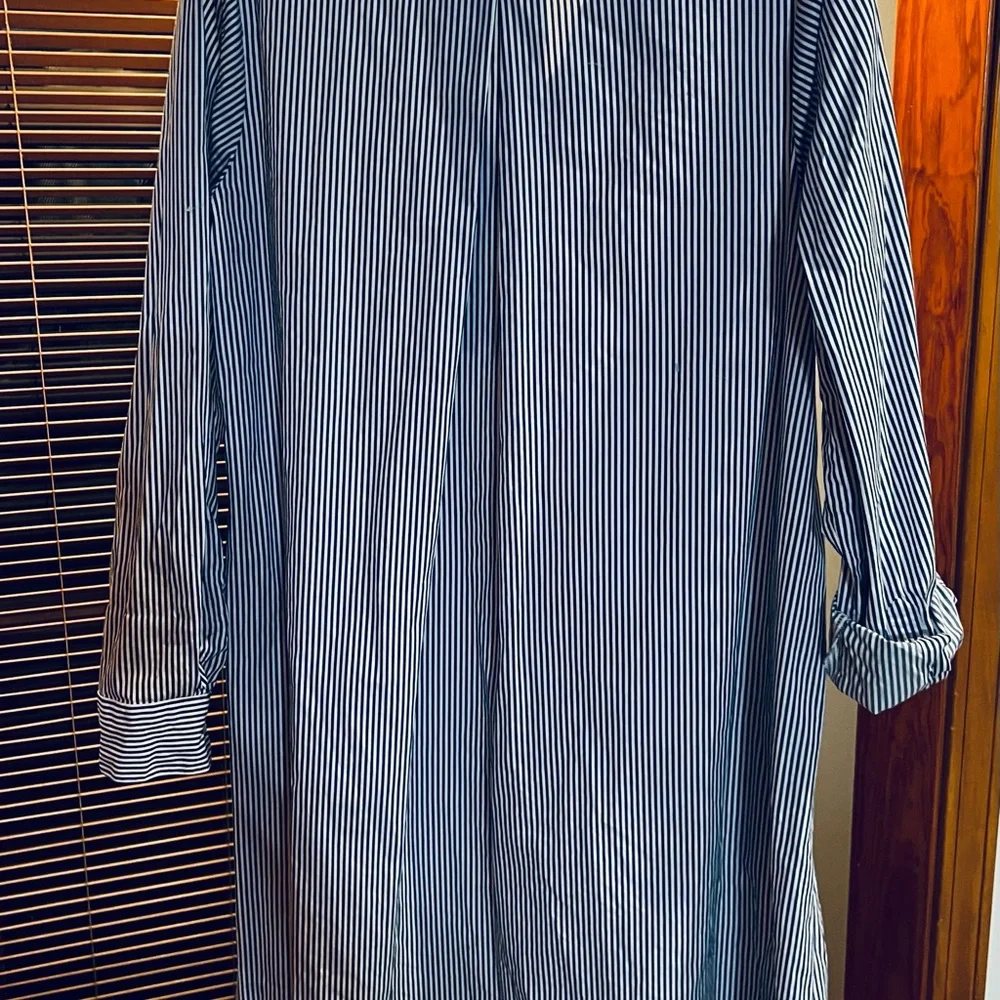 Old Navy- Navy and White Striped A-Line Swing Shirt dress - Large Tall - Picture 3 of 4